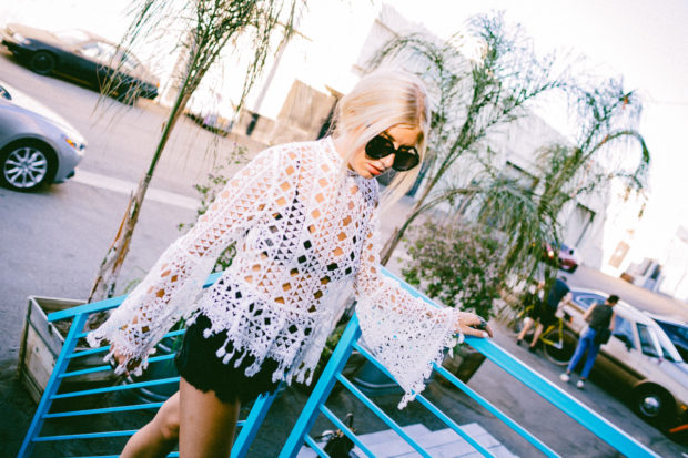 verge girl crotchet top in white